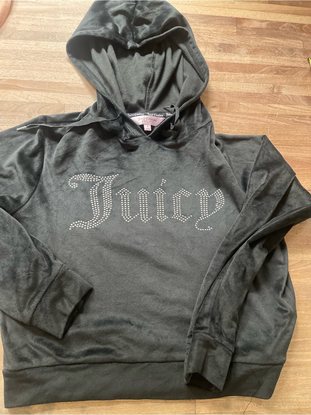 Juicy Couture Black Velour Sleep Hoodie | Women’s Small | Y2K | Lounge Pajama